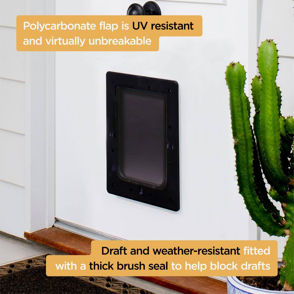 11.6 In. X 16.7 In. Large Super Tough Pet Door, Removable Tunnel, 2 Way Locks, Black