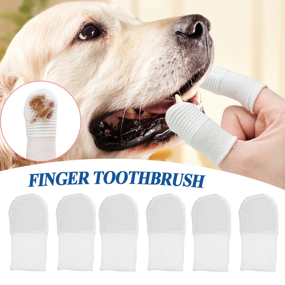 24/12Pcs Pet Two-Finger Brushing Finger Cots Remove Tartar Cochlear Clean for Cat Dog Toothbrush Oral Care Finger Cover Pet Care