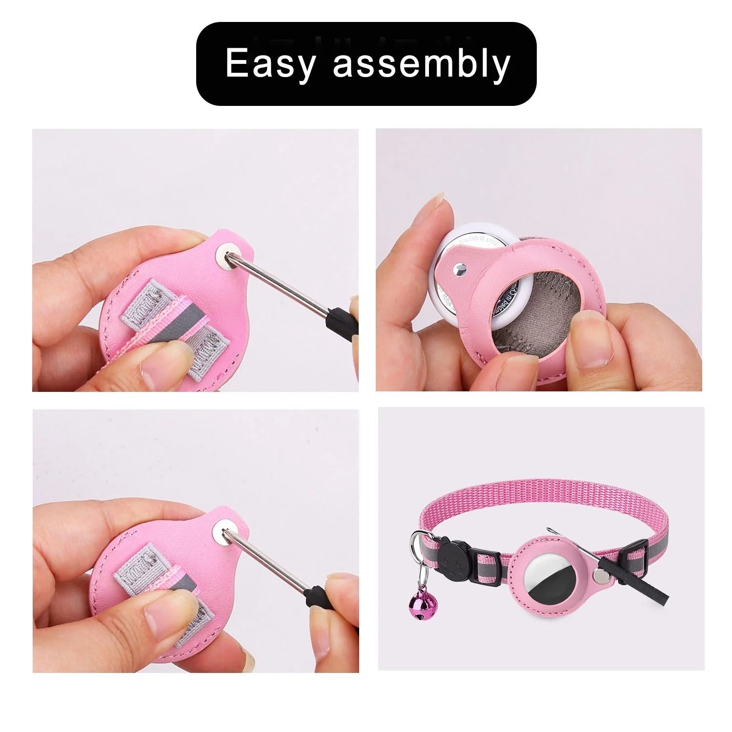 Airtag Cat Collar Breakaway, Reflective Kitten Collar with Apple Air Tag Holder and Bell for Girl Boy Cats, 0.4 Inches in Width and Lightweight