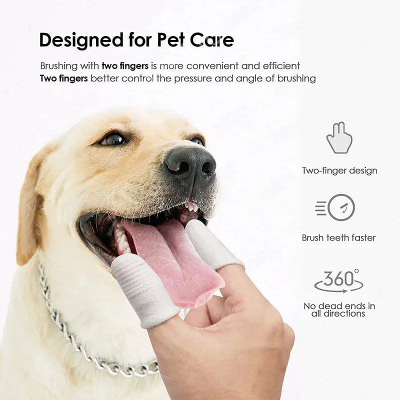24/12Pcs Pet Two-Finger Brushing Finger Cots Remove Tartar Cochlear Clean for Cat Dog Toothbrush Oral Care Finger Cover Pet Care