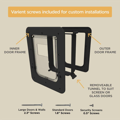 11.6 In. X 16.7 In. Large Super Tough Pet Door, Removable Tunnel, 2 Way Locks, Black
