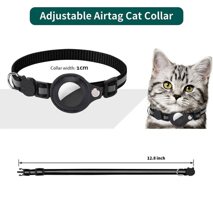 Airtag Cat Collar Breakaway, Reflective Kitten Collar with Apple Air Tag Holder and Bell for Girl Boy Cats, 0.4 Inches in Width and Lightweight